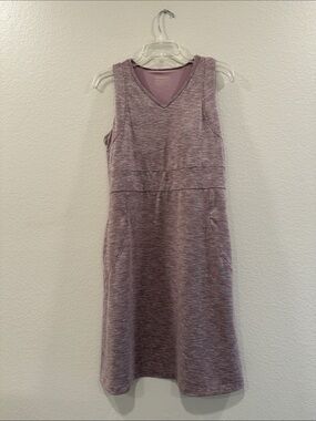 Athleta Heathered Mauve-Pink Sleeveless V-Neck Midi Dress